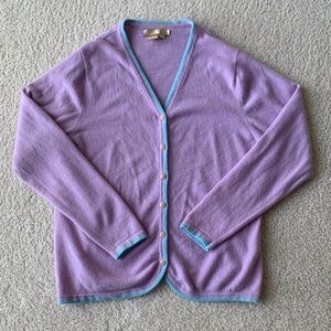 Studio 121 Women’s Cashmere Button Up Cardigan Size L Lilac Purple